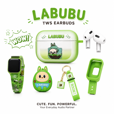 Pop Mart Labubu 2-in-1 Gadget Set – Cute Wireless TWS Earbuds & Smartwatch Strap Combo with Collectible Character Case